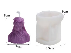 Molde silicona mujer con velo y flores